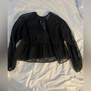 Wilfred sheer lace long sleeve flowy top